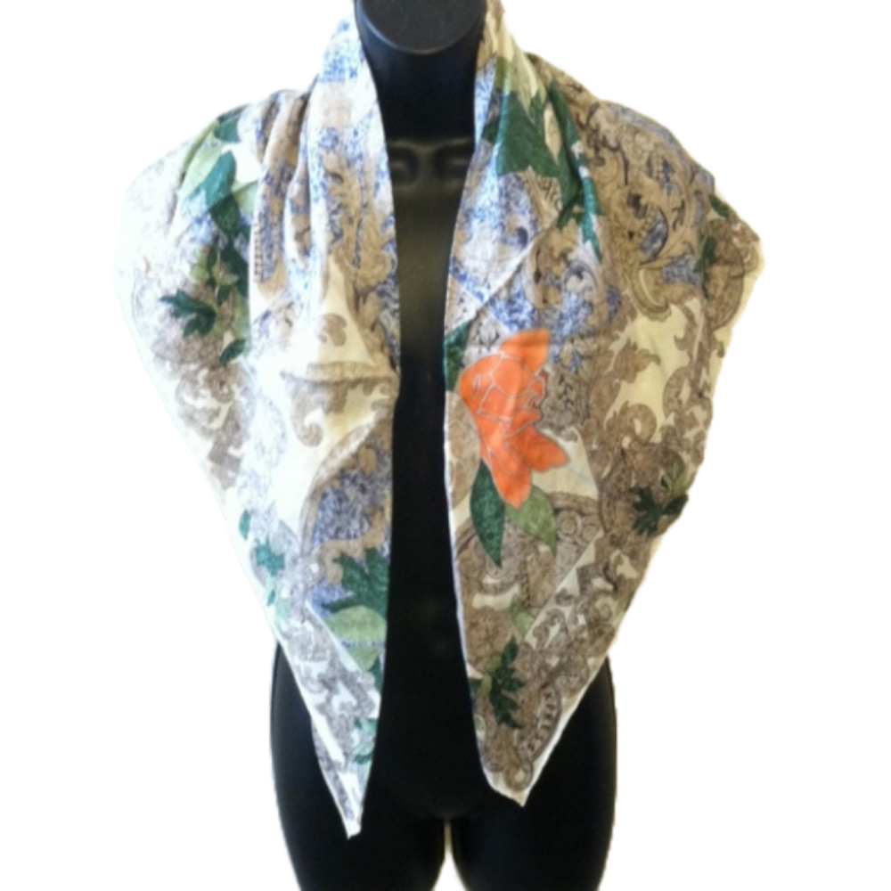 Express Silk Scarf Floral Architectural Print